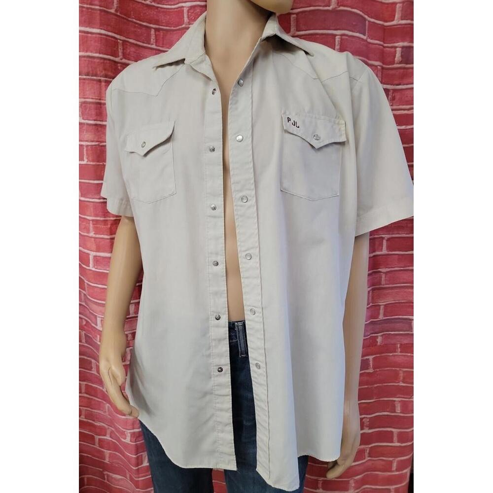 Sheplers Pearl Snap Button Cowboy Western Mens Short Slv. Shirt Sz S/16.5 #WM1